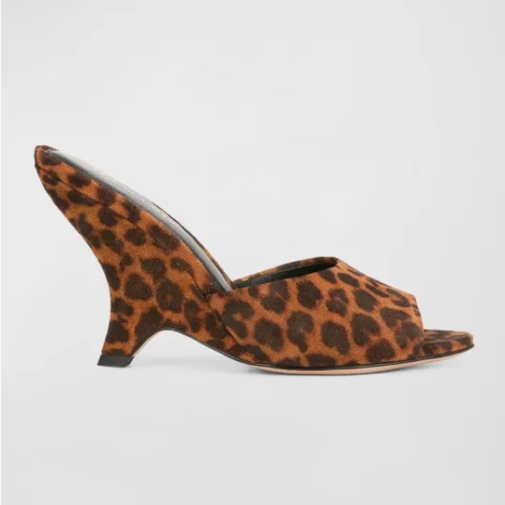 Veronica Beard Brown Leopard Open-Toe Heels
